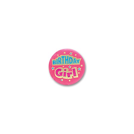 Birthday Girl Satin Button, 6PK